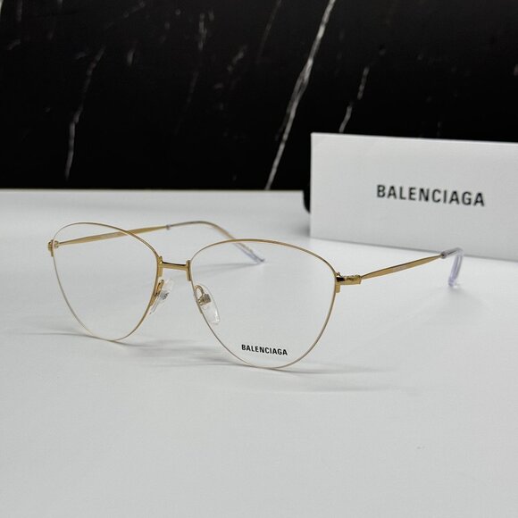 NEW BALENCIAGA BB0034O 003 CAT EYE GOLD WOMEN EYEGLASSES BALENCIAGA - Picture 2 of 10